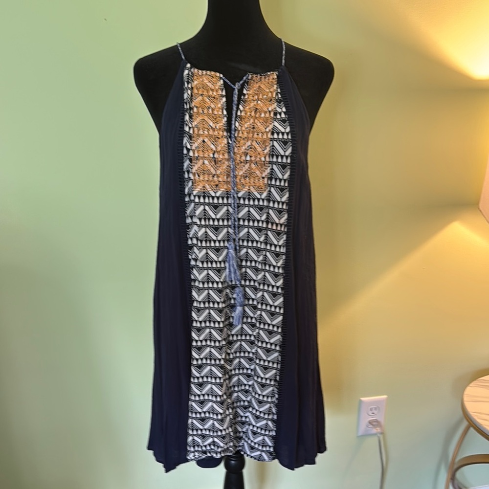 THML Navy Dress with Gold Accents